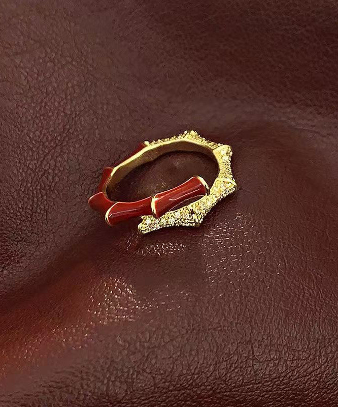 Light Luxury Exquisite Red Bamboo Zircon Rings - Image 5
