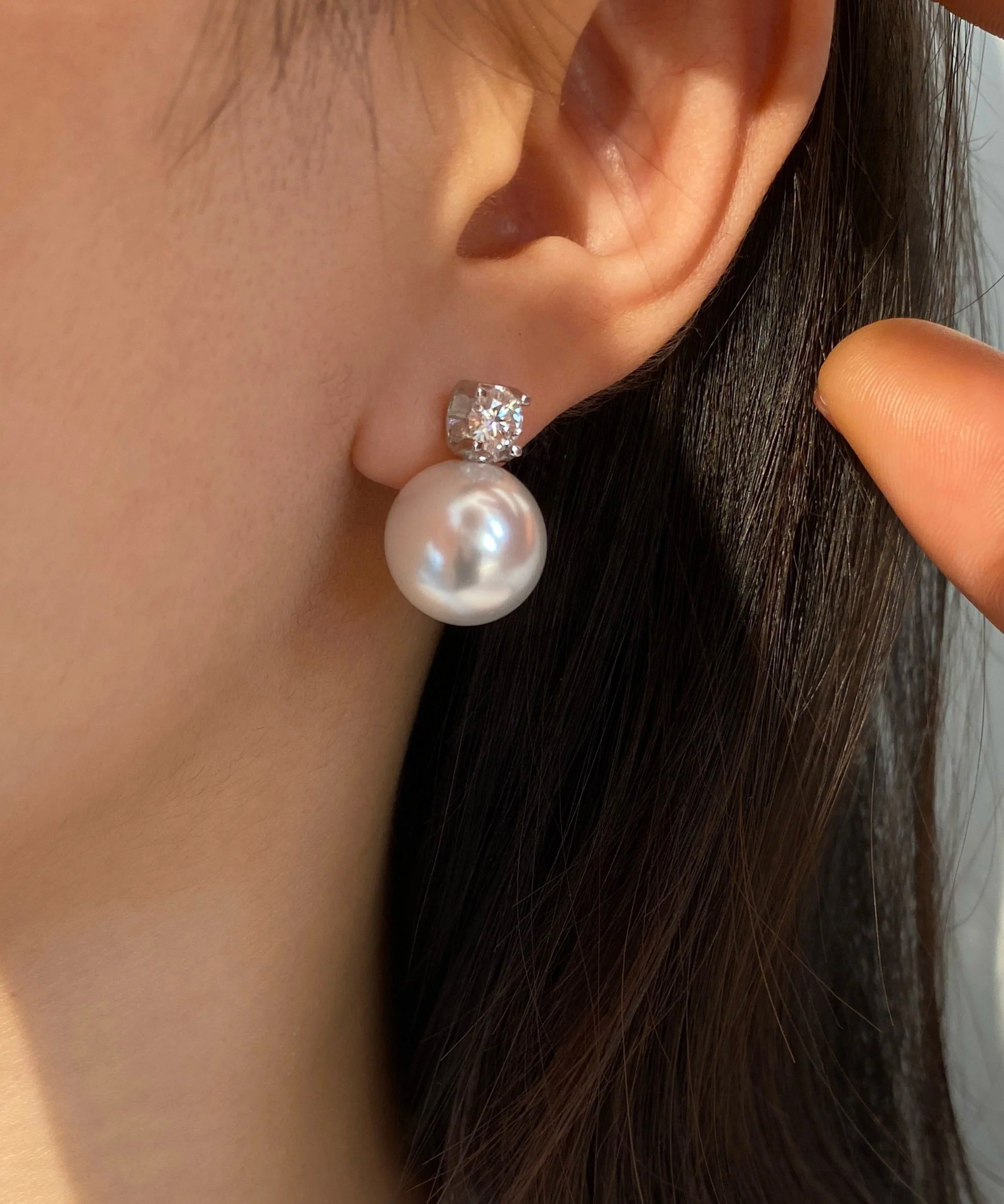Light luxury High End Feel White Pearl Zircon Silver Drop Earrings - Image 4