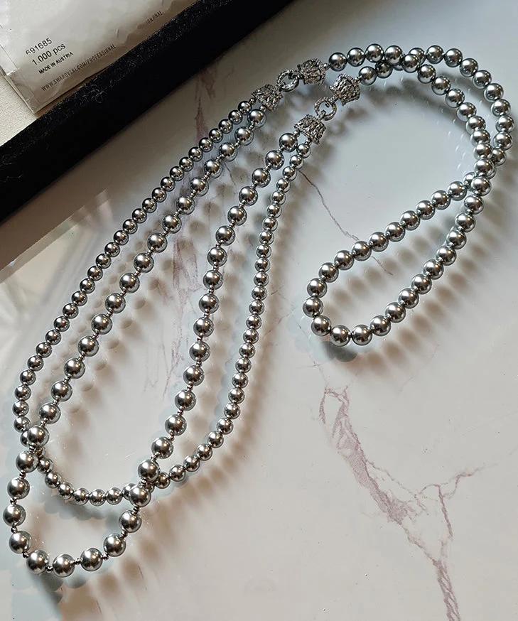 Light Luxury White Double-Layer Layered Long Pearl Necklace - Image 2
