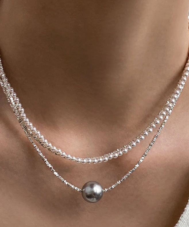 Light Luxury WhiteBroken Silver White Pearl Necklace - Image 3
