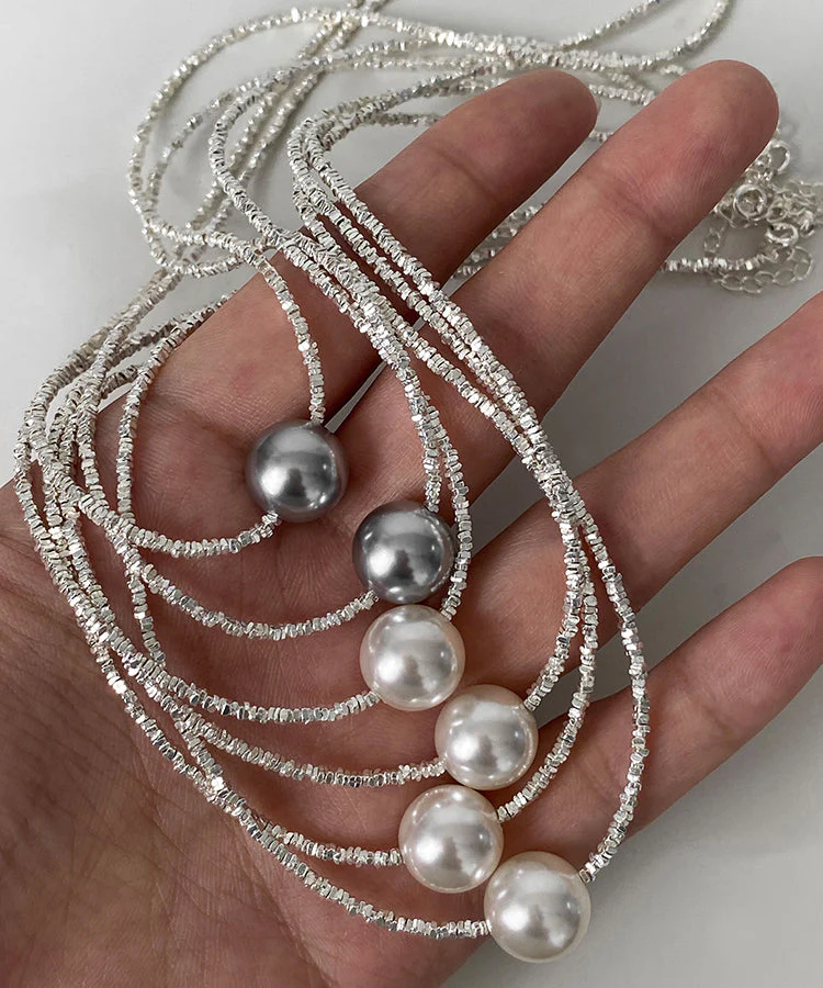 Light Luxury WhiteBroken Silver White Pearl Necklace - Image 4