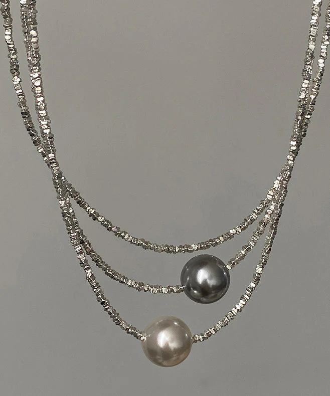 Light Luxury WhiteBroken Silver White Pearl Necklace - Image 5