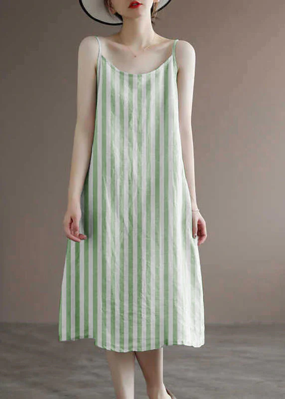 Linen Colour Spaghetti Strap Solid Dress Sleeveless - Image 7