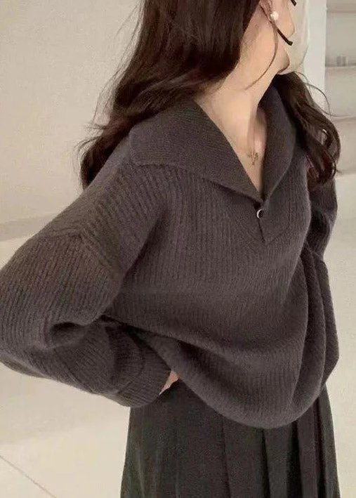 Loose Beige V Neck Knit Sweaters Top Spring - Image 5