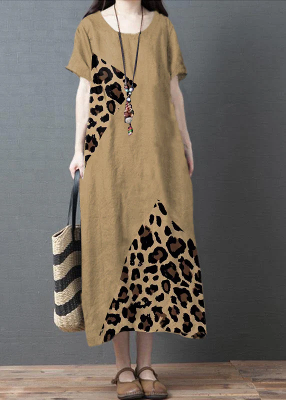 Loose Black O-Neck Patchwork Pockets Summer Holiday Dress Short Sleeve - Image 10
