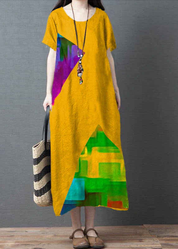 Loose Black O-Neck Patchwork Pockets Summer Holiday Dress Short Sleeve - Image 11
