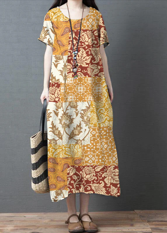 Loose Black O-Neck Patchwork Pockets Summer Holiday Dress Short Sleeve - Image 7