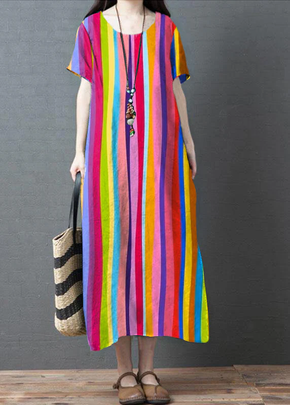 Loose Black O-Neck Patchwork Pockets Summer Holiday Dress Short Sleeve - Image 8