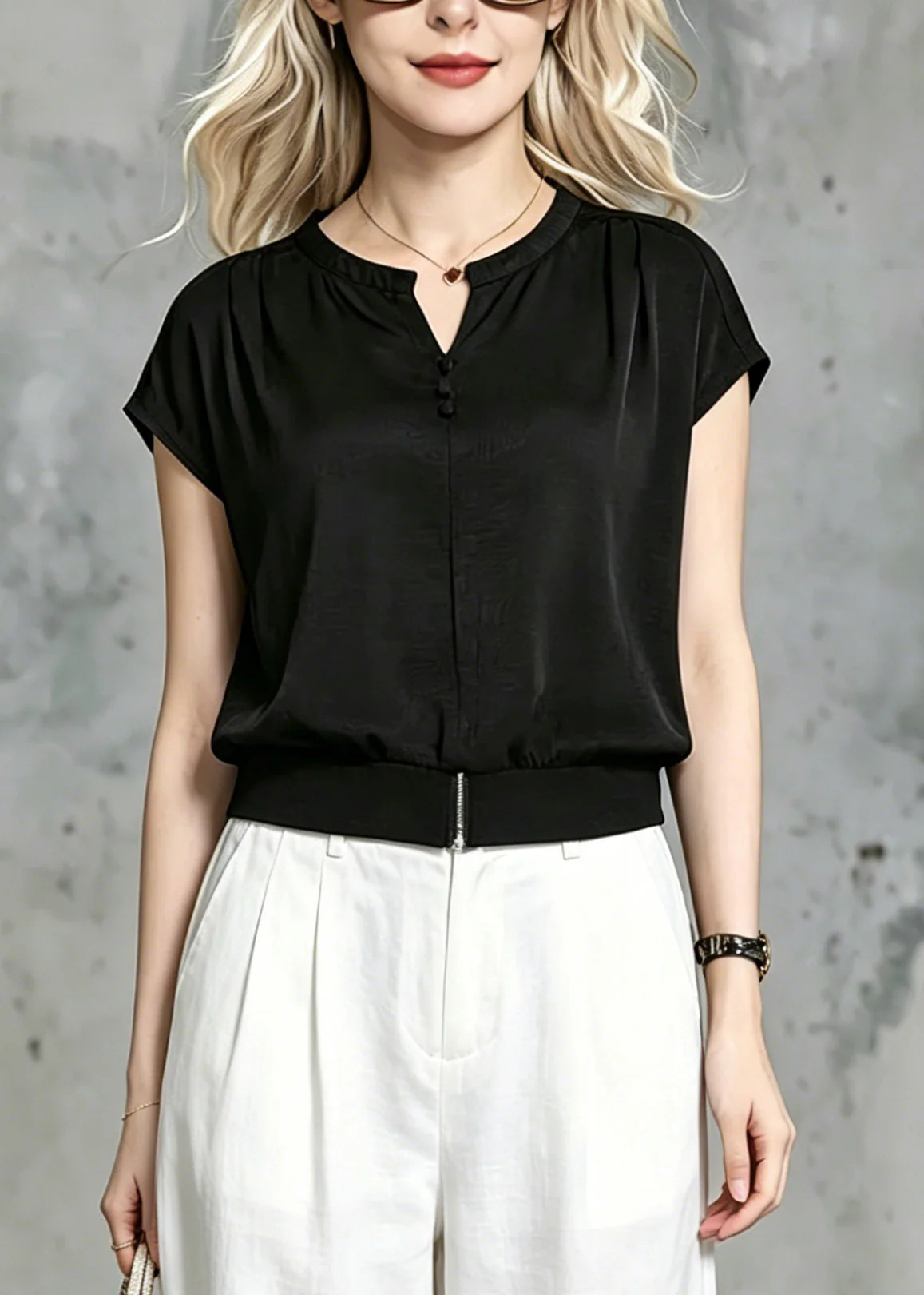 Loose Black O-Neck Solid T Shirt Summer
