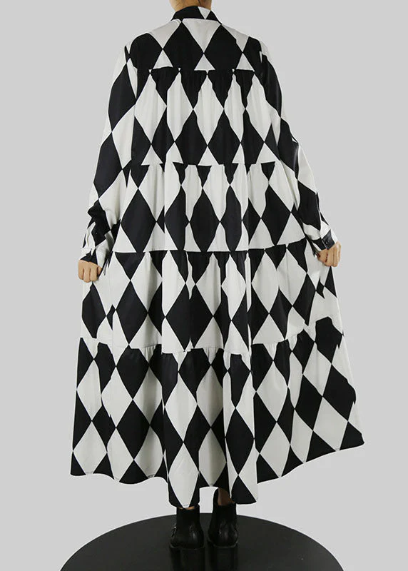Loose Black Stand Collar Tassel Print shirt Dress Spring - Image 5