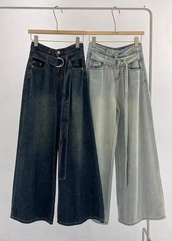 Loose Blue Patchwork High Waist Wide Leg Jeans Spring - Image 5