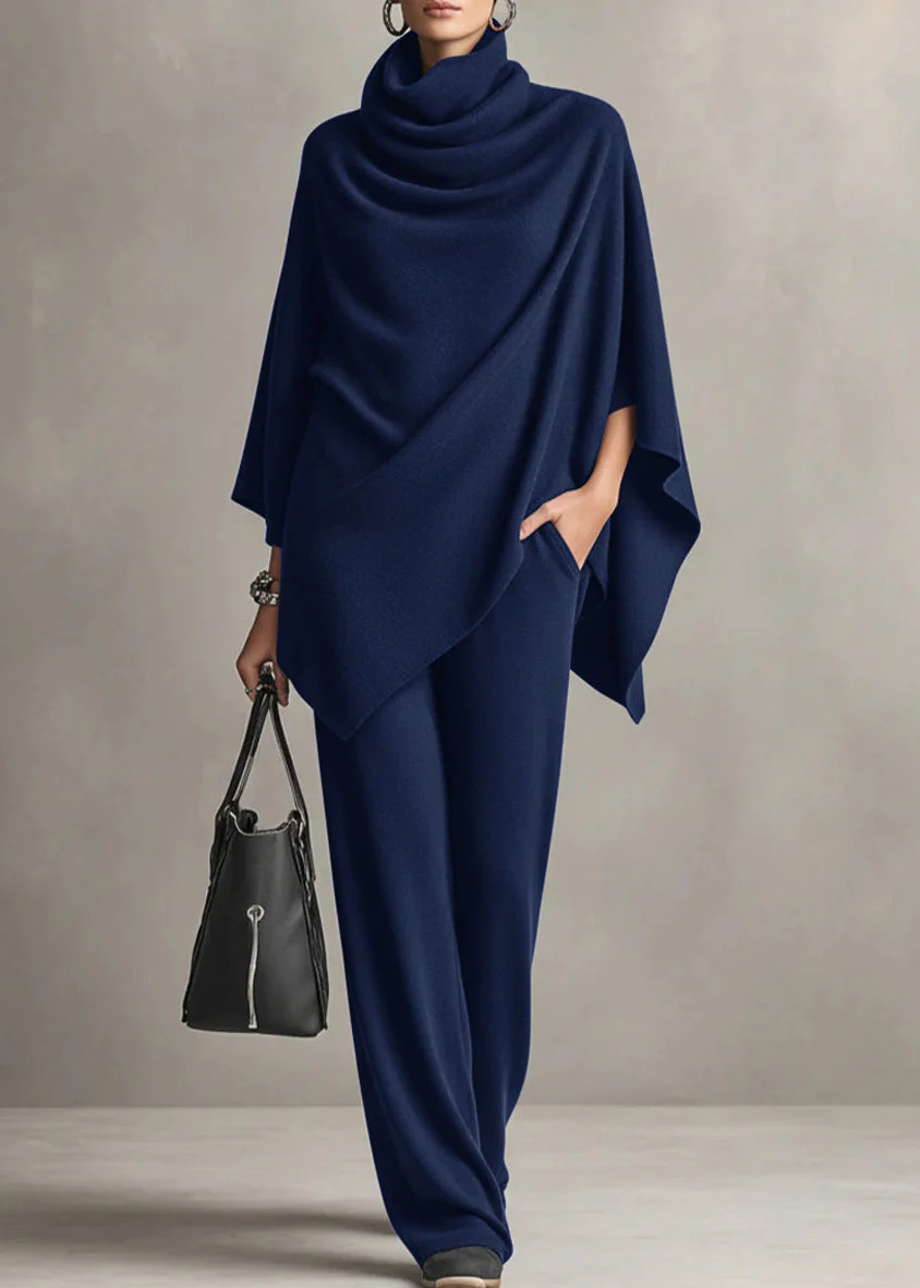 Loose Camel Turtleneck Pockets Tops And Pants Two-Piece Set - Image 4