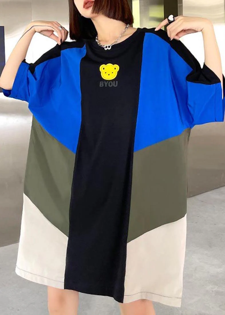 Loose Color block Loose Casual Maxi Dress Summer