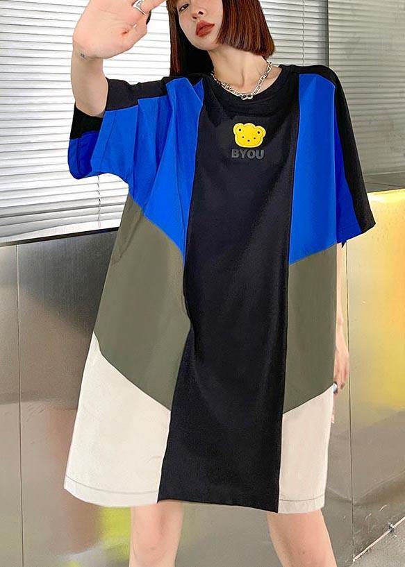 Loose Color block Loose Casual Maxi Dress Summer - Image 2