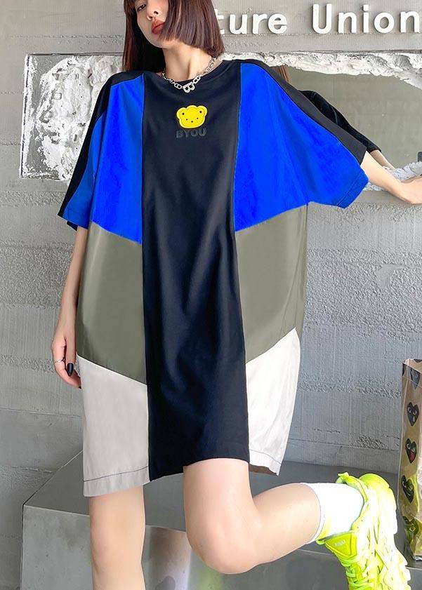 Loose Color block Loose Casual Maxi Dress Summer - Image 3