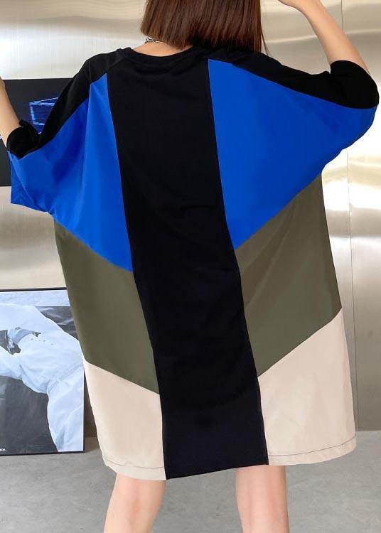 Loose Color block Loose Casual Maxi Dress Summer - Image 4