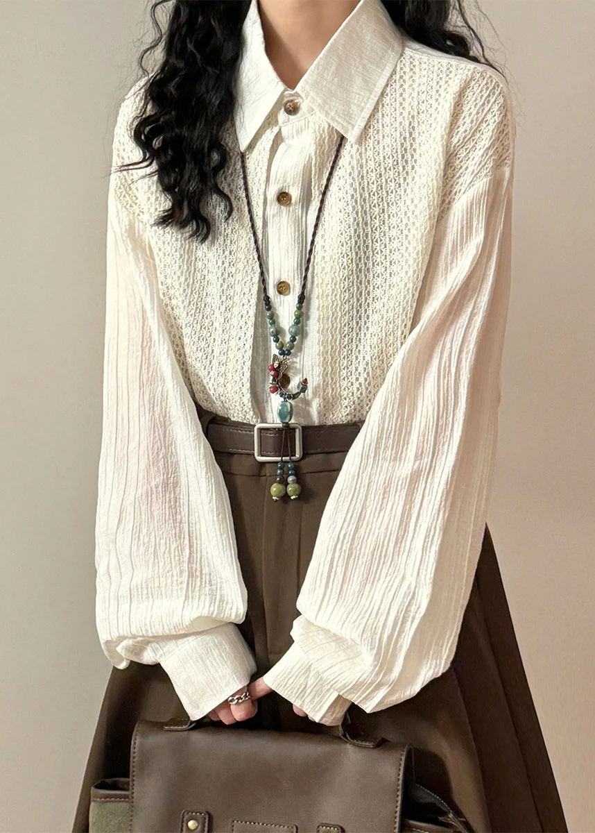 Loose Green Peter Pan Collar False Two Pieces Knit Patchwork Shirt Spring - Image 2