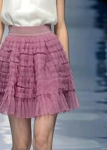 Loose Purple Wrinkled Elastic Waist Tulle Skirt Summer - Image 2