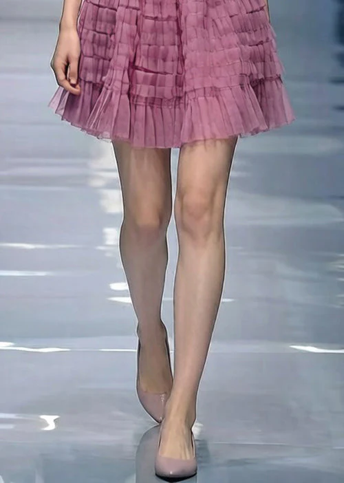 Loose Purple Wrinkled Elastic Waist Tulle Skirt Summer - Image 4