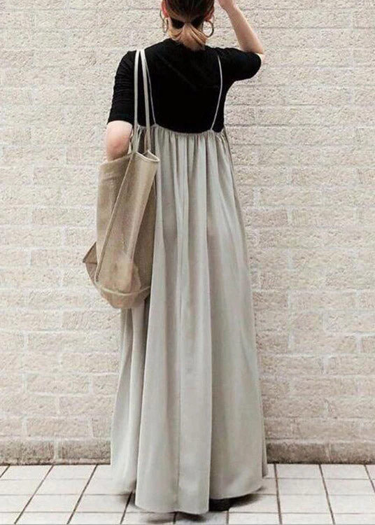 Loose Slash Neck Wrinkled Long Strap Dress Summer - Image 3
