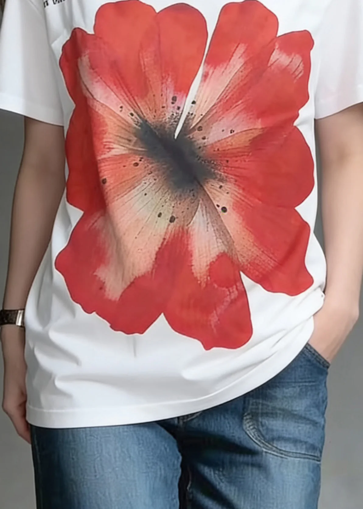 Loose White O-Neck Print Letter Cotton T Shirts Summer - Image 5