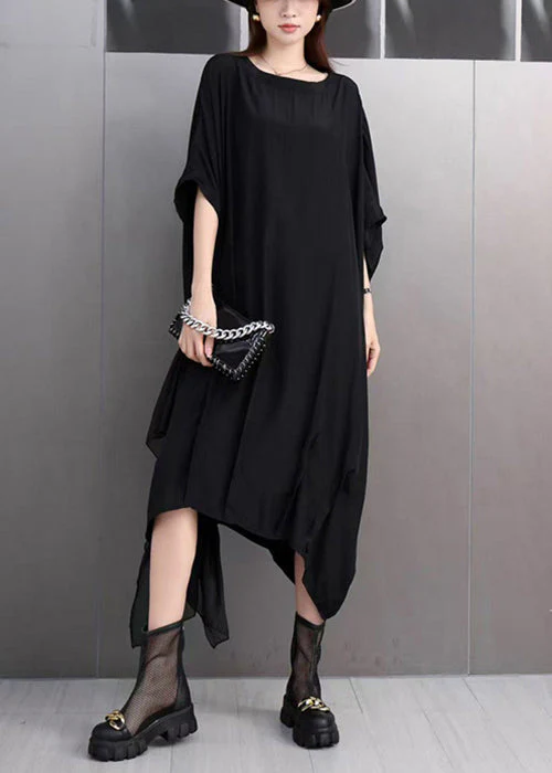 Loose White Square Collar Solid Dress Batwing Sleeve - Image 2
