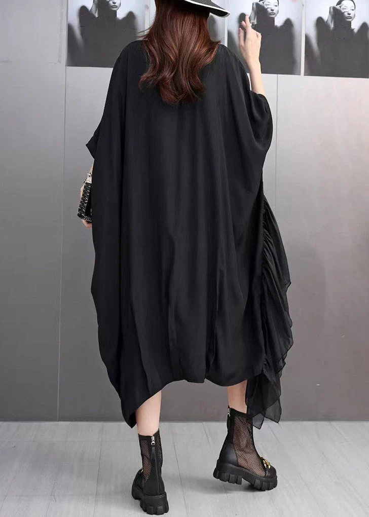Loose White Square Collar Solid Dress Batwing Sleeve - Image 5