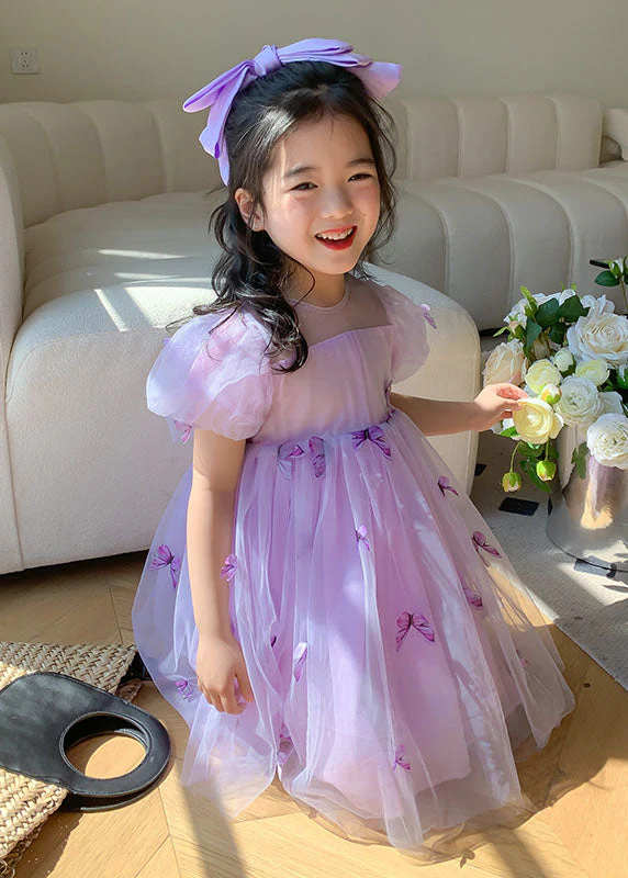 Lovely Green Wrinkled Butterfly Patchwork Tulle Baby Girls Dresses Summer - Image 2