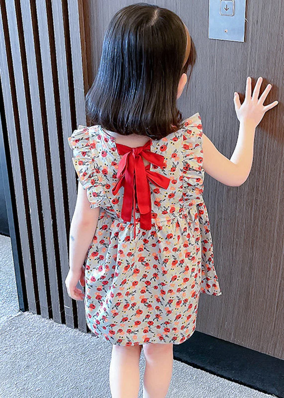 Lovely O-Neck Ruffled Print Kids Maxi Dress Summer - Image 5