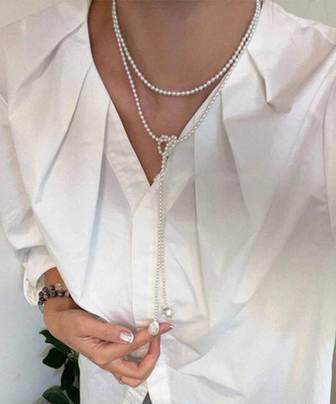 Luxury White Baroque Pearl Long Pendant Necklace - Image 3