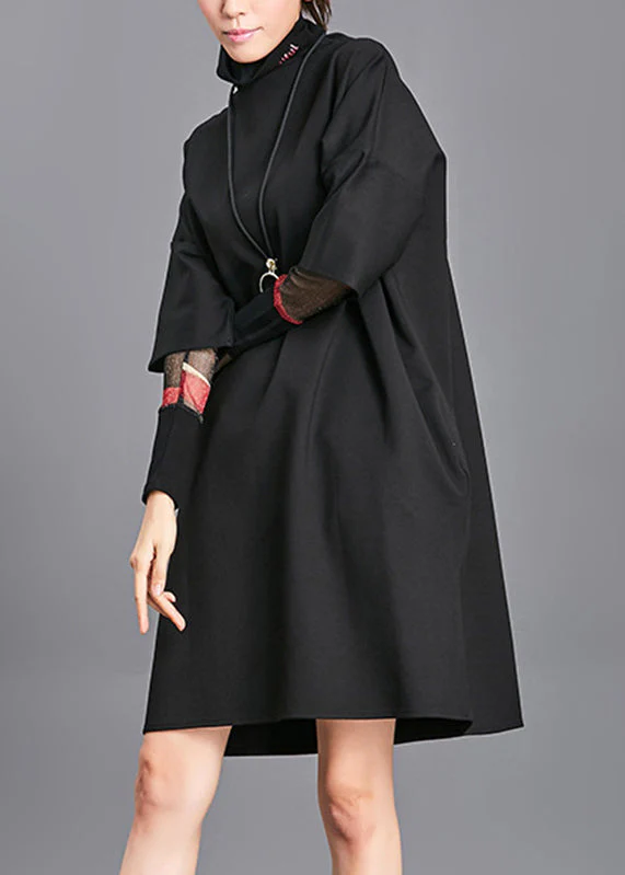 Modern Black Turtleneck Vacation Mid Dresses Long Sleeve - Image 2
