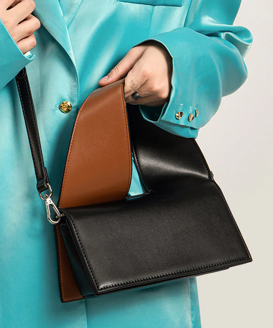Modern Black Versatile Faux Leather Tote Bag - Image 3