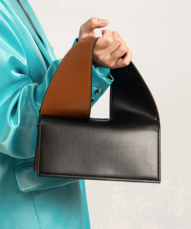 Modern Black Versatile Faux Leather Tote Bag - Image 4