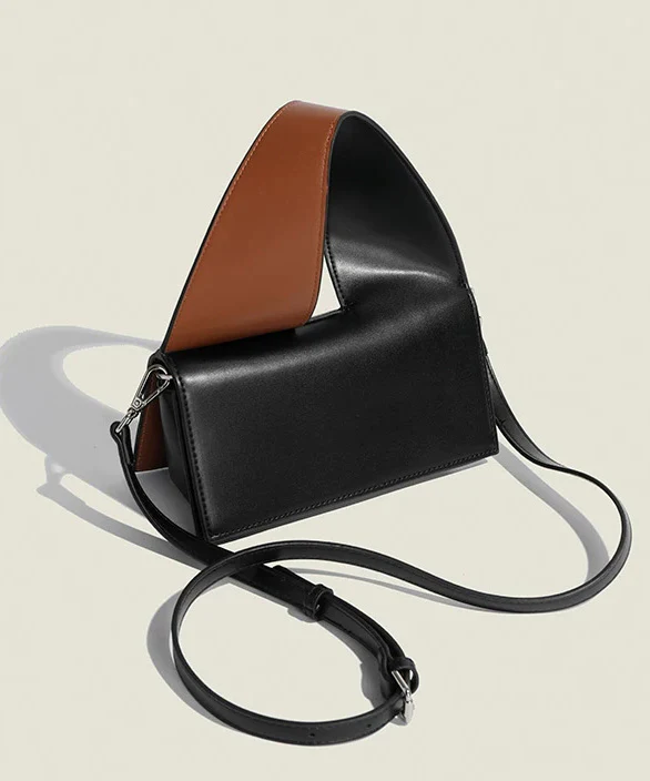 Modern Black Versatile Faux Leather Tote Bag - Image 5