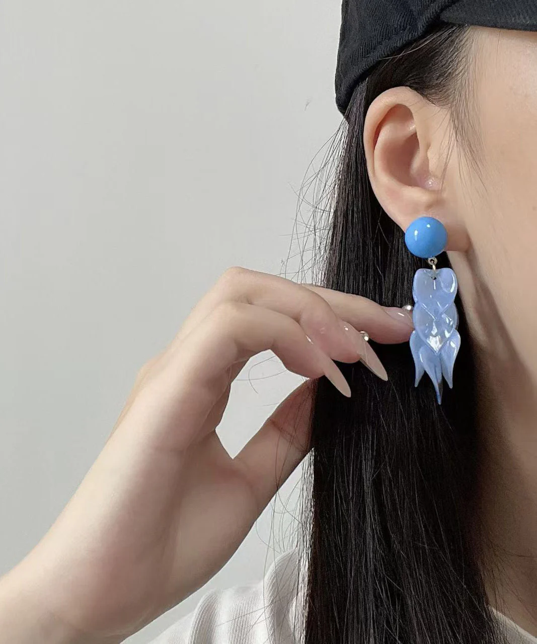 Modern Blue Alloy plastic Petal Tassel Drop Earrings - Image 4
