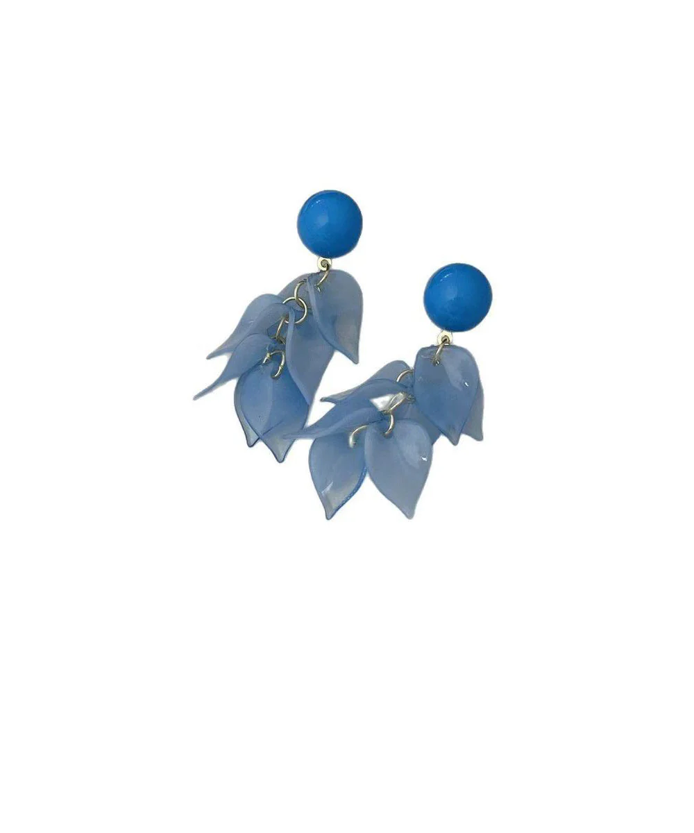 Modern Blue Alloy plastic Petal Tassel Drop Earrings - Image 5