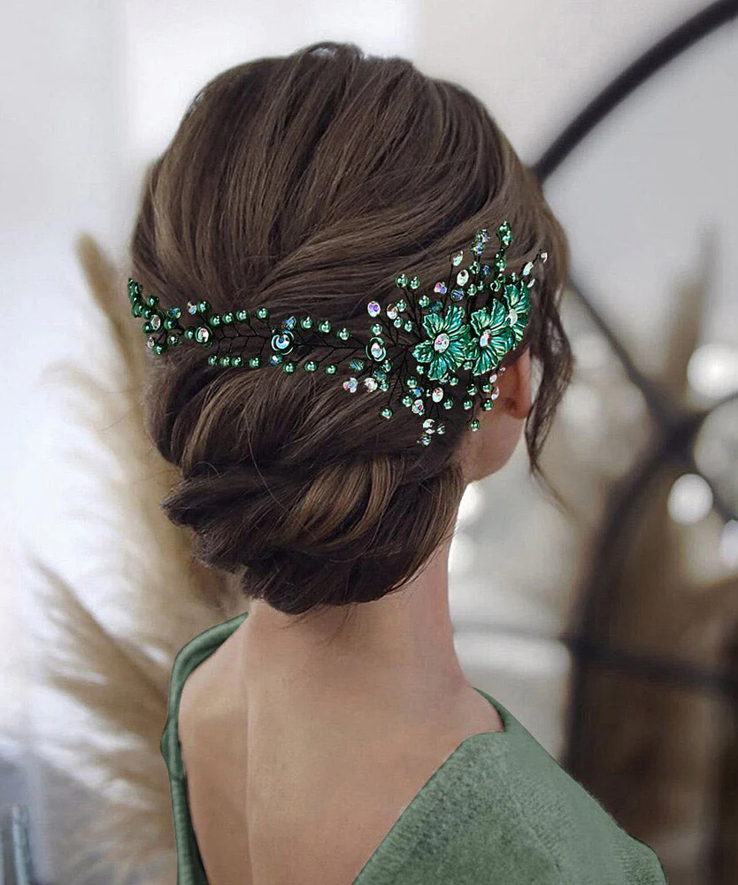 Modern Blue Shell Flower Beading HairPiece - Image 4
