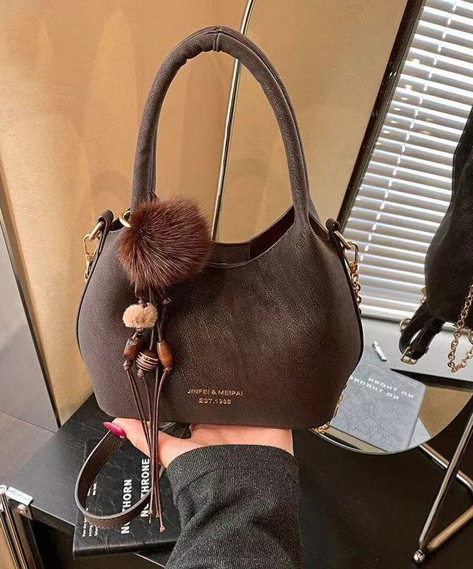 Modern Brown Solid Durable Faux Leather Mini Bag - Image 2