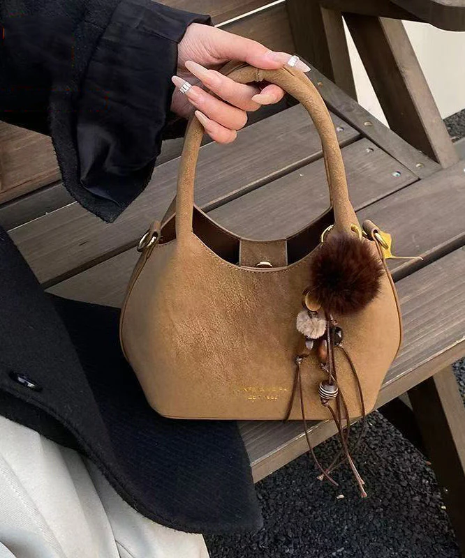 Modern Brown Solid Durable Faux Leather Mini Bag - Image 3