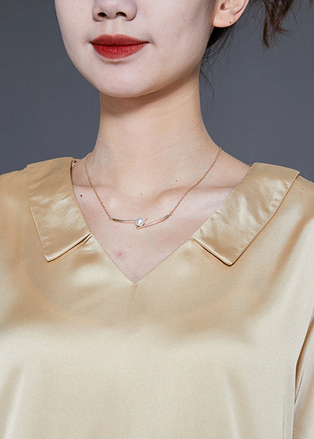 Modern Colorblock V Neck Patchwork Silk Dress Summer - Image 5