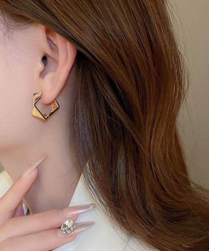 Modern Gold Asymmetric Geometric Alloy Stud Earrings - Image 5