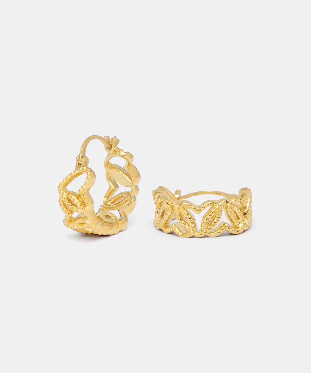 Modern Gold Copper Overgild Hollow Out Love Hoop Earrings - Image 2