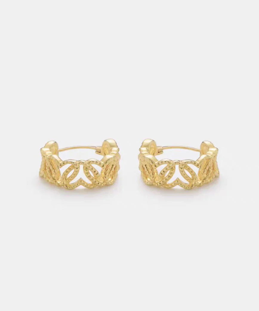 Modern Gold Copper Overgild Hollow Out Love Hoop Earrings - Image 4
