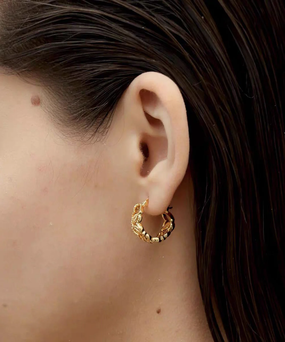Modern Gold Copper Overgild Hollow Out Love Hoop Earrings - Image 5