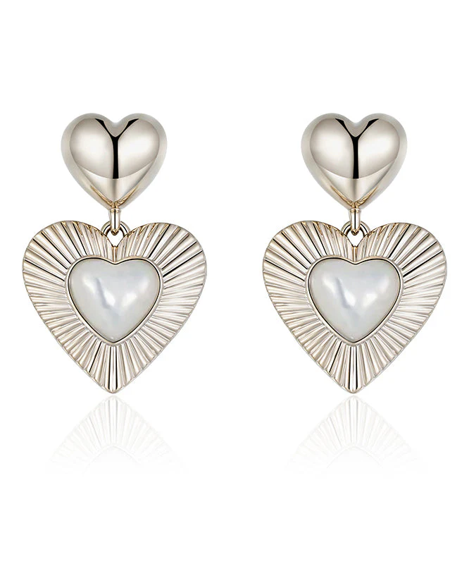 Modern Gold Copper Overgild Shell Love Drop Earrings - Image 5