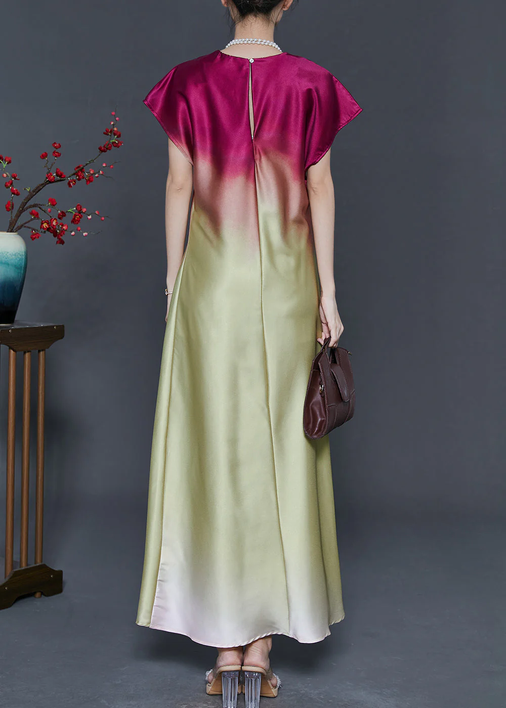 Modern Gradient Color Silm Fit Satin Full Dresses Summer - Image 4