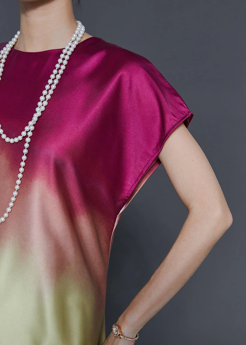 Modern Gradient Color Silm Fit Satin Full Dresses Summer - Image 5