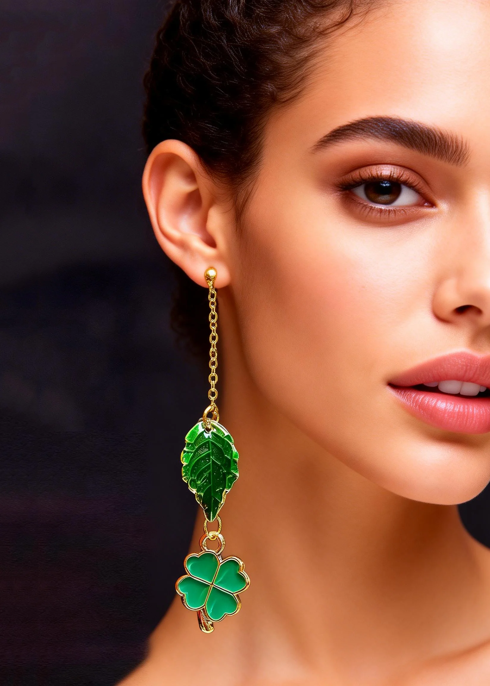 Modern Green Leaf Metal Long Tassels Drop Earrings - Image 4
