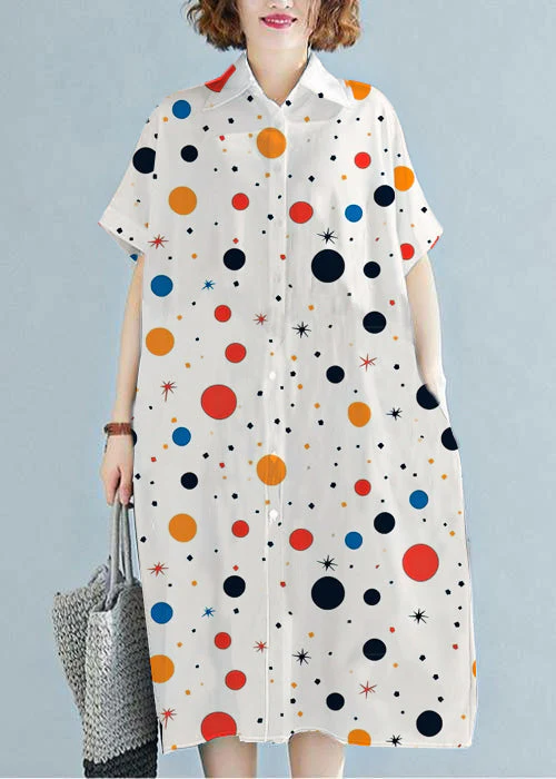 Modern lapel Cotton clothes For Women Work Outfits green texture Dress