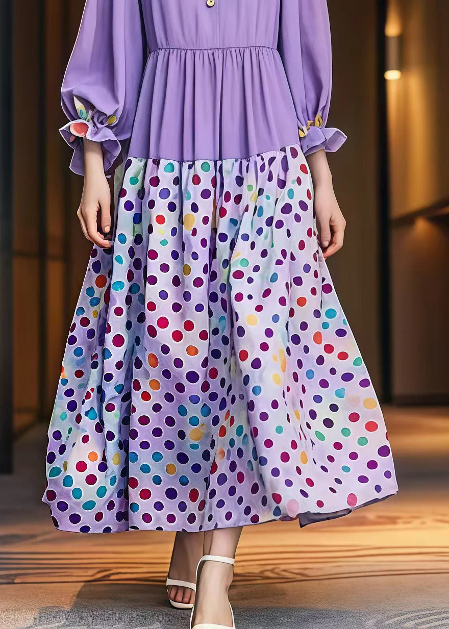 Modern Lavender Oversized Print Cotton Dresses Fall - Image 4